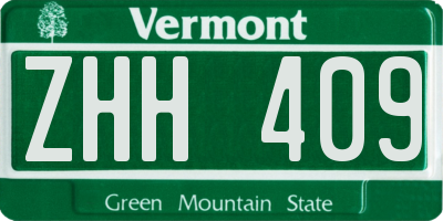 VT license plate ZHH409