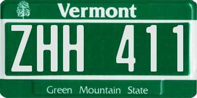 VT license plate ZHH411
