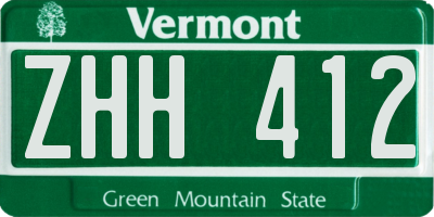VT license plate ZHH412