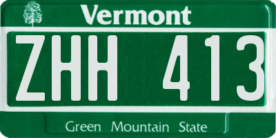 VT license plate ZHH413