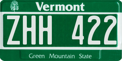 VT license plate ZHH422
