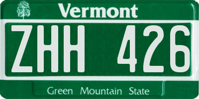 VT license plate ZHH426