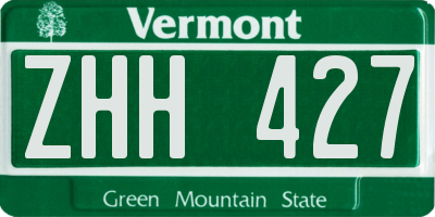 VT license plate ZHH427
