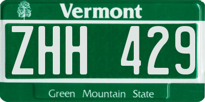 VT license plate ZHH429