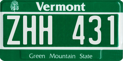 VT license plate ZHH431