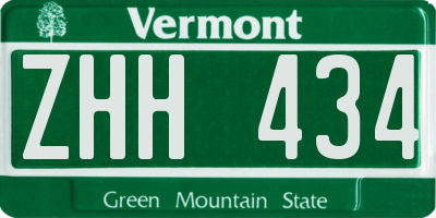 VT license plate ZHH434