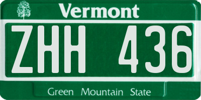 VT license plate ZHH436