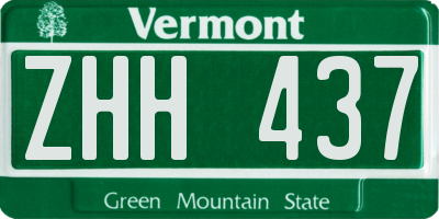 VT license plate ZHH437