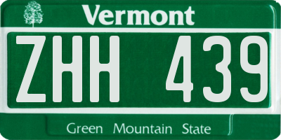 VT license plate ZHH439