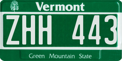 VT license plate ZHH443