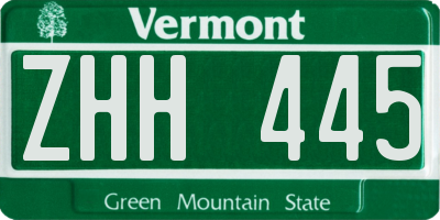VT license plate ZHH445