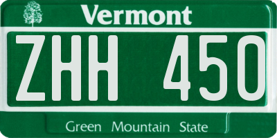 VT license plate ZHH450