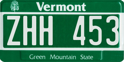 VT license plate ZHH453