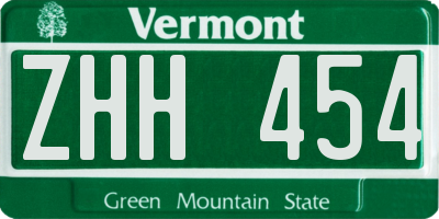 VT license plate ZHH454