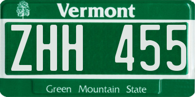 VT license plate ZHH455