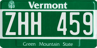 VT license plate ZHH459