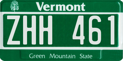 VT license plate ZHH461