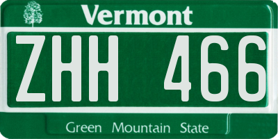 VT license plate ZHH466