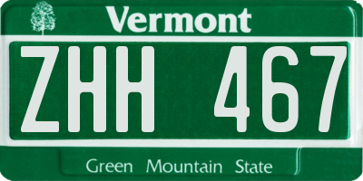 VT license plate ZHH467