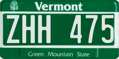 VT license plate ZHH475