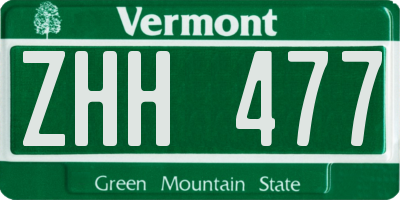 VT license plate ZHH477