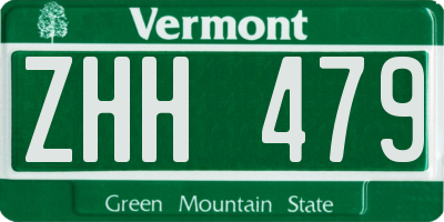 VT license plate ZHH479