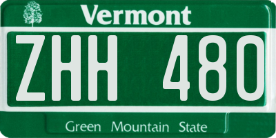 VT license plate ZHH480