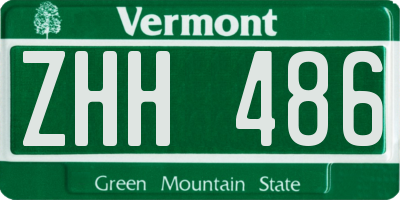 VT license plate ZHH486