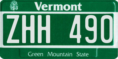 VT license plate ZHH490