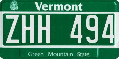 VT license plate ZHH494