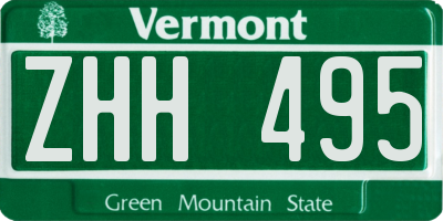 VT license plate ZHH495