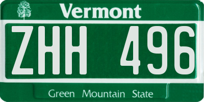 VT license plate ZHH496