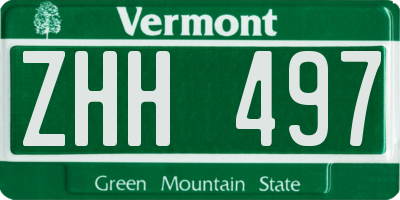 VT license plate ZHH497
