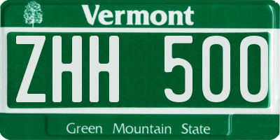 VT license plate ZHH500