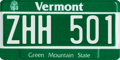 VT license plate ZHH501