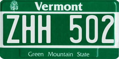 VT license plate ZHH502
