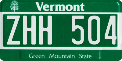 VT license plate ZHH504