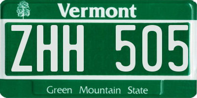 VT license plate ZHH505