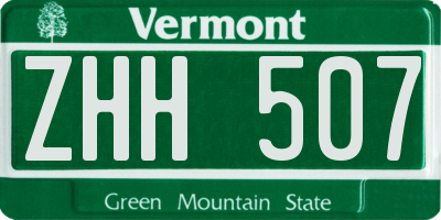 VT license plate ZHH507