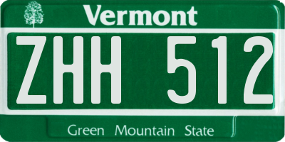 VT license plate ZHH512
