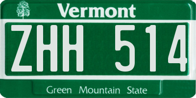 VT license plate ZHH514