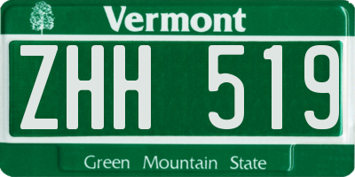 VT license plate ZHH519