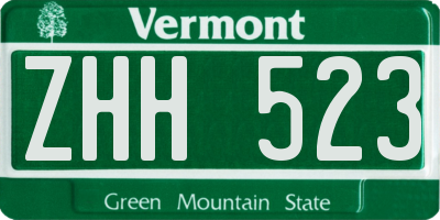 VT license plate ZHH523