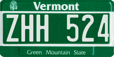 VT license plate ZHH524