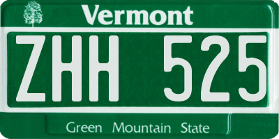 VT license plate ZHH525