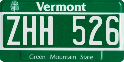 VT license plate ZHH526