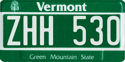 VT license plate ZHH530