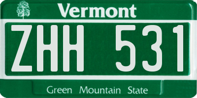 VT license plate ZHH531