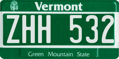 VT license plate ZHH532
