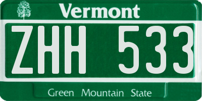 VT license plate ZHH533